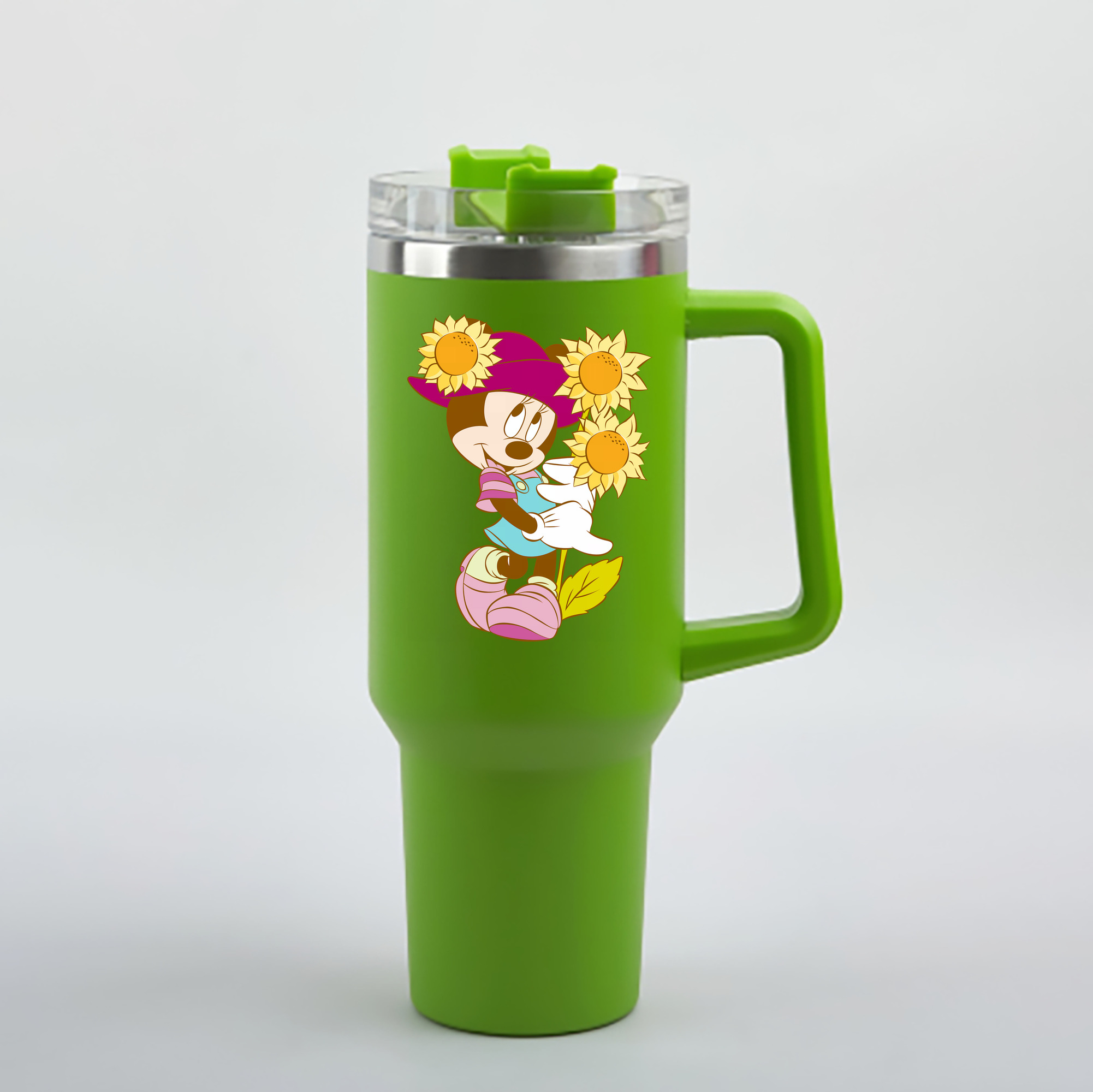 （画像用） ミッキーマウス Mickey Mouse 1200mL車用タンブラー - クリスタルステッカー（プラスチックストロー付き）